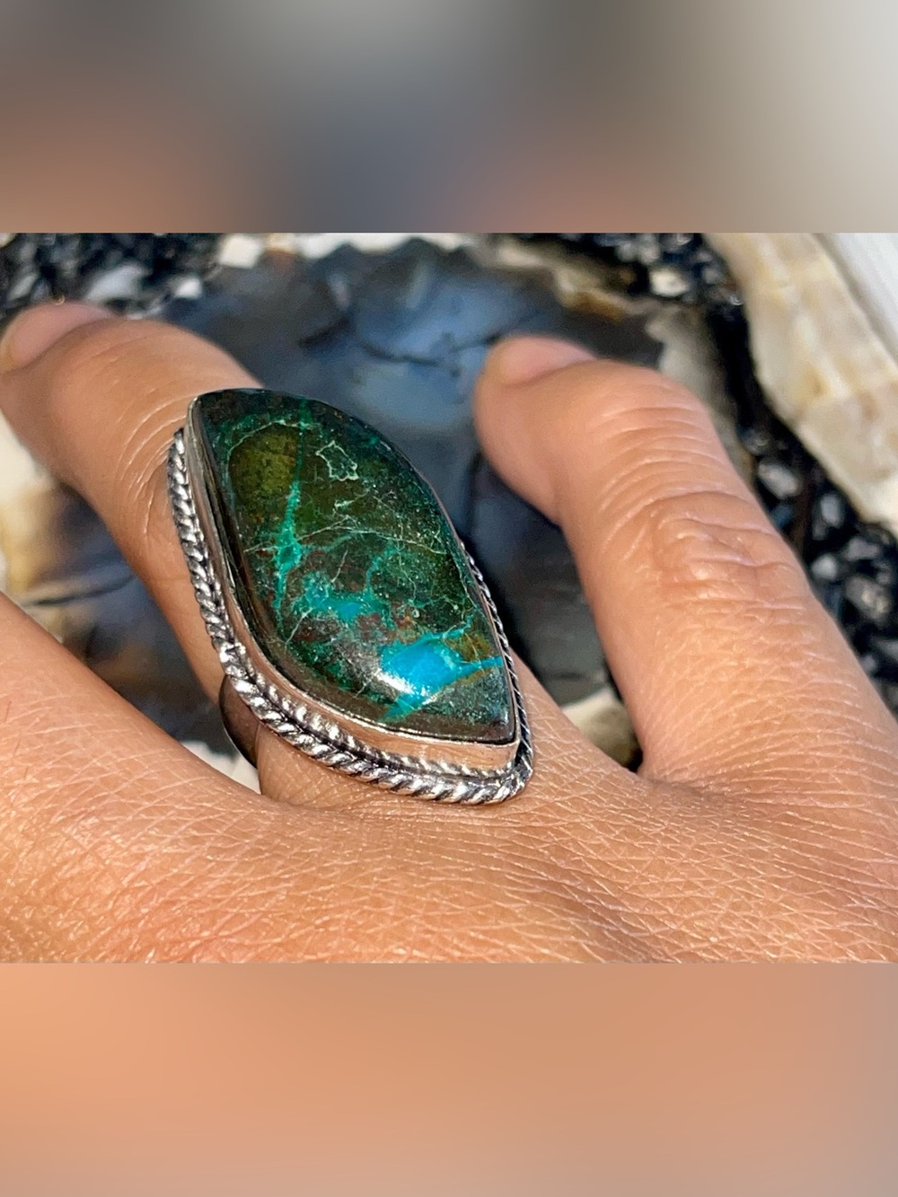 Chrysocolla Malachite Ring Size 7 1/4
